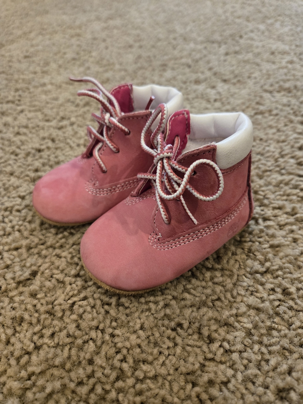 Timberland Pink Suede Crib Booties